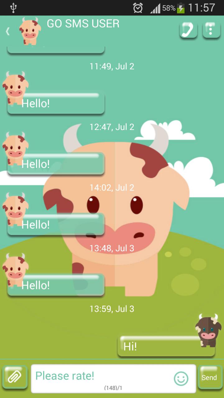 GO SMS Cute Cows Theme